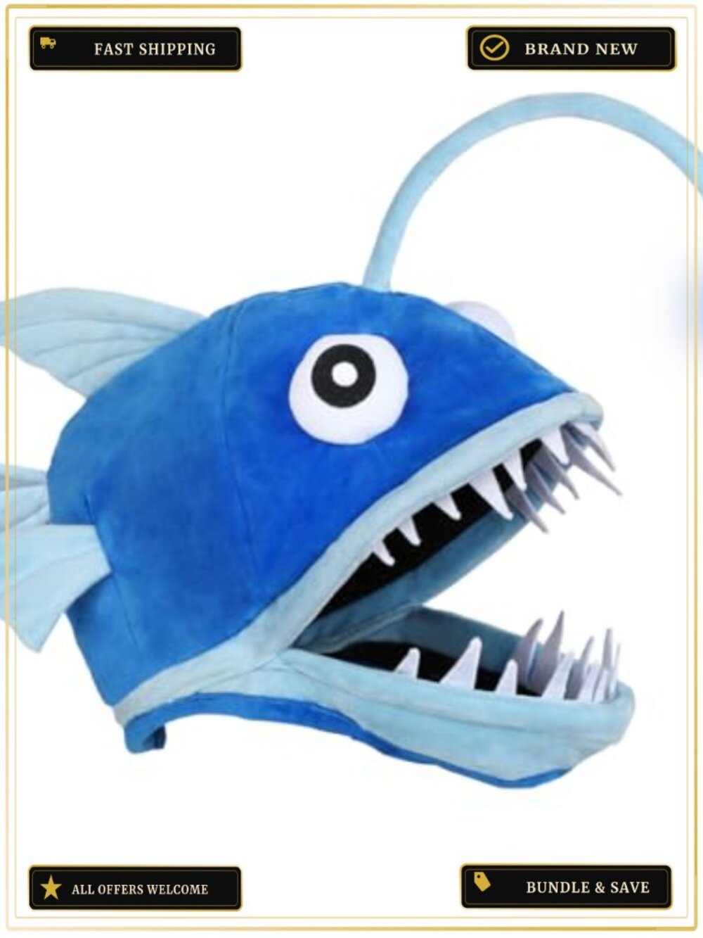 Plush Angler Fish Costume Hat Light Up Halloween Cosplay Adult